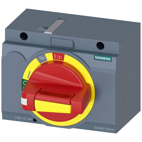 Front rotary operating mechanism emergency stop IEC IP30/40 accessory for: 3VA2 100/160/250