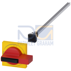 Size 2 Door-Coupling Handle Complete Drive Red/Yellow Incl. Shaft 300mm Length and Coupling Driver Lockable in Off