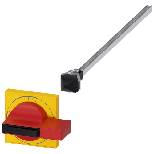 Size 2 Door-Coupling Handle Complete Drive Red/Yellow Incl. Shaft 300mm Length and Coupling Driver Lockable in Off