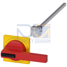 Size 4 Door-Coupling Handle Complete Drive Red/Yellow Incl. Shaft 300mm Length and Coupling Driver Lockable in Off