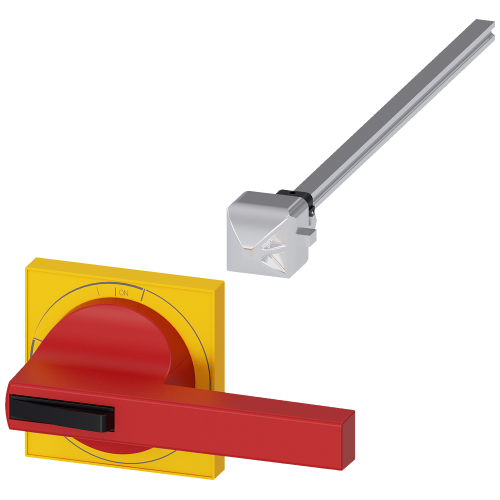 Size 4 Door-Coupling Handle Complete Drive Red/Yellow Incl. Shaft 300mm Length and Coupling Driver Lockable in Off