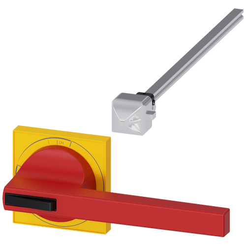 Size 5 Door-Coupling Handle Complete Drive Red/Yellow Incl. Shaft 300mm Length and Coupling Driver Lockable in Off