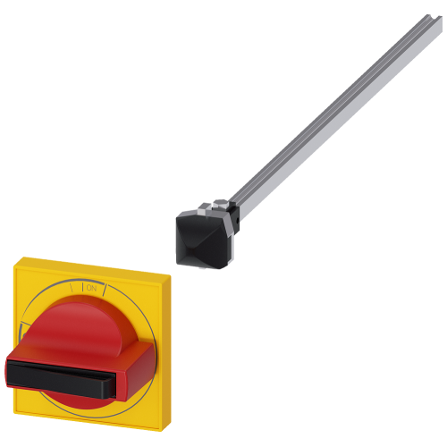 Size 1 Door-Coupling Handle Complete Drive Red/Yellow Incl. Shaft 300mm Length and Coupling Driver Lockable in Off
