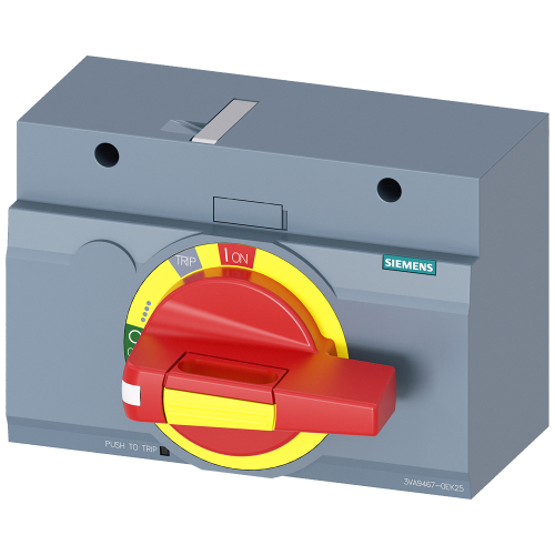 front mounted rotary operator emergency-off with door interlock IEC IP30/40 accessory for: 3VA1 400/630 3VA2 400/630