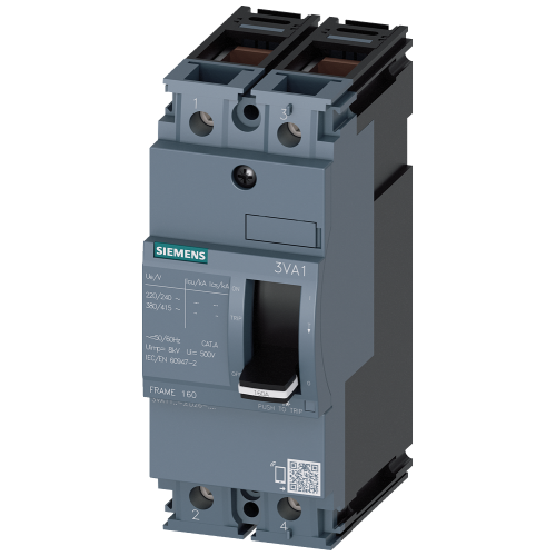 circuit breaker 3VA1 IEC frame 160 breaking capacity class M Icu=55kA @ 415V 2-pole