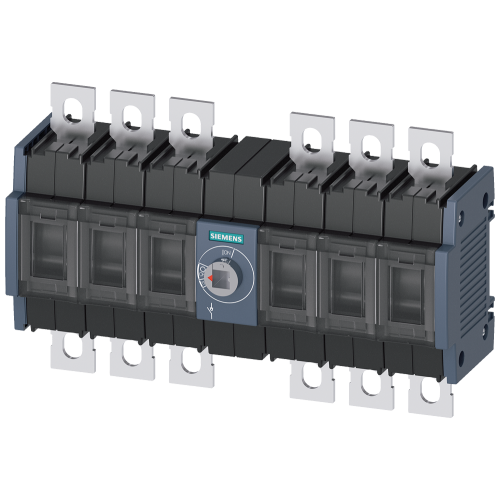 Switch disconnector 100 A, Size 2, 6-pole DC Front operating mechanism center Basic unit without handle flat terminal incl. phase barriers