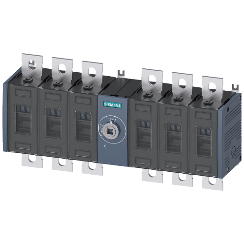 Switch disconnector 250 A, Size 3, 6-pole DC Front operating mechanism center Basic unit without handle flat terminal