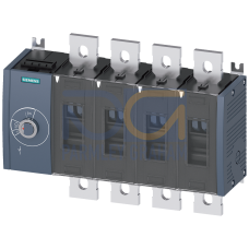 Switch disconnector 500 A, Size 4, 4-pole Lateral operating mechanism left Basic unit without handle flat terminal