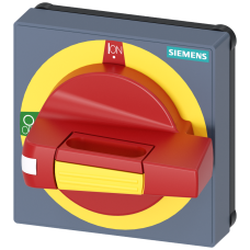 Handle with masking plate EMERGENCY OFF, size 75x 75, for shaft 6x6 and 8x 8, 0-I