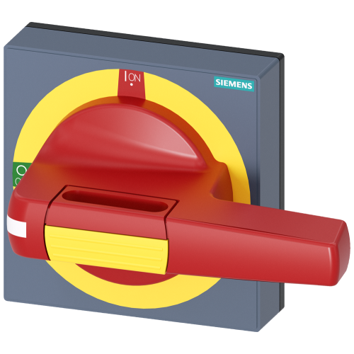 Handle with masking plate EMERGENCY OFF, size 100 x 100, for shaft 8 x 8, 0-I