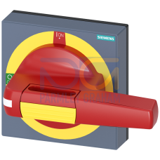 handle with masking plate EMERGENCY-STOP size 100 x 100, for shaft 8 x 8, test-0-I handle size 100mm accessory for 3KD size 3 3KF size 2 and 3