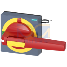 Handle with masking plate EMERGENCY OFF with lighting, size 100 x 100