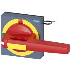 Handle with masking plate EMERGENCY OFF with lighting, size 100 x 100