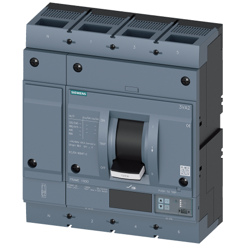 circuit breaker 3VA2 IEC Frame 1000 breaking capacity class H Icu=85 kA @ 415 V 4-pole, line protection ETU550, LSI, In=1000 A overload protection ...