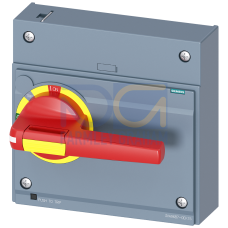 Front rotary operating mechanism emergency stop IEC IP30/40 accessory for: 3VA1/2 1000.