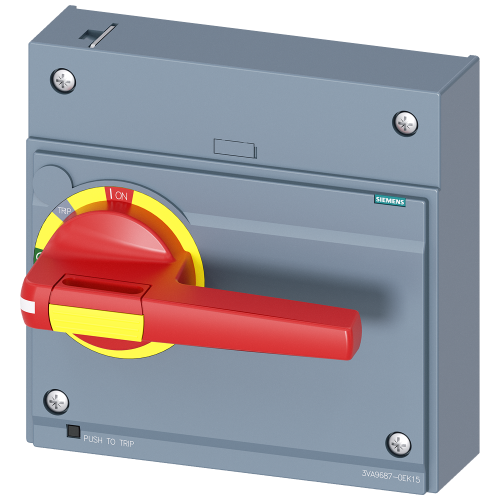 Front rotary operating mechanism emergency stop IEC IP30/40 accessory for: 3VA1/2 1000.