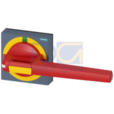 Handle with masking plate EMERGENCY OFF, size 100x 100, for shaft 12x 12, I-0-II