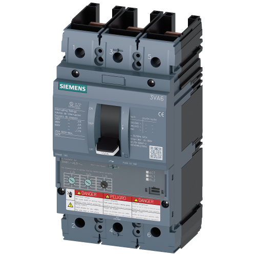 circuit breaker 3VA6 UL frame 150 breaking capacity class M 35kA @ 480V 3-pole, line protection ETU3