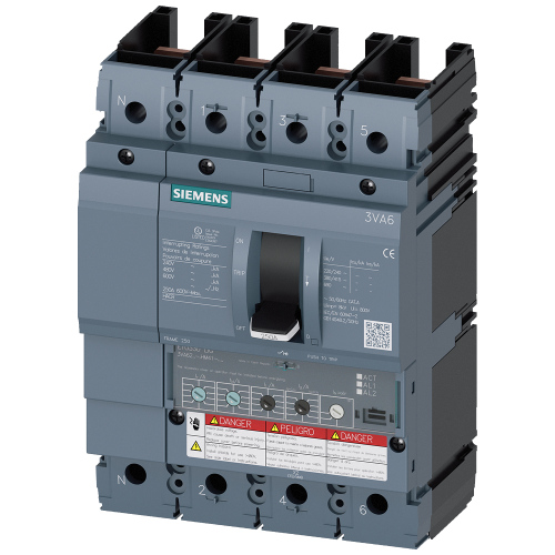 Circuit breaker 3VA6 UL frame 250 breaking capacity class L 150 kA @ 480 V 4-pole