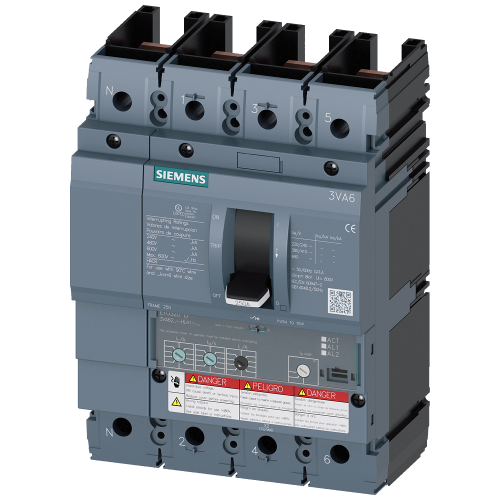 Circuit breaker 3VA6 UL frame 250 breaking capacity class M 35 kA @ 480 V 4-pole