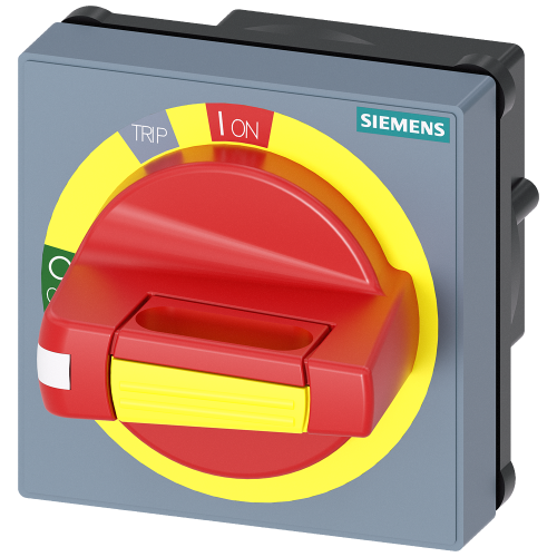 Handle with masking plate EMERGENCY STOP with tolerance compensation with door opening position