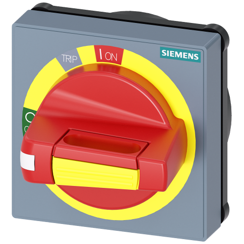 Handle with masking plate EMERGENCY STOP without tolerance compensation with door opening position