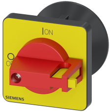 Knob, red/yellow 48 x 48 mm front mounting center-hole mounting 22.5 mm.