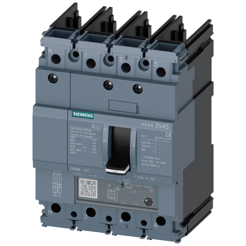 Circuit breaker 3VA5 UL frame 125 breaking capacity class H 65 kA @ 480 V 4-pole