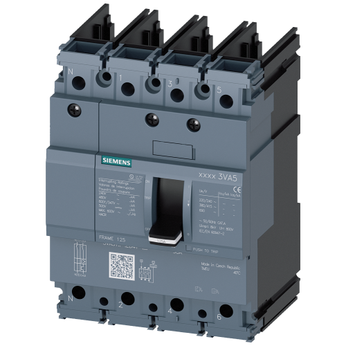 Circuit breaker 3VA5 UL frame 125 breaking capacity class M 35 kA @ 480 V 4-pole