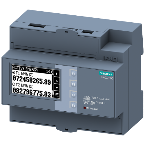 SENTRON 7KM PAC2200 power monitoring device, 3-phase, 65 A, DIN rail, Modbus RTU