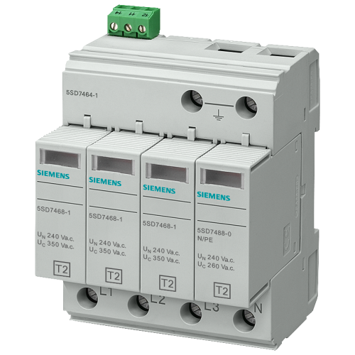 Surge arrester Type 2 Requirement class C, UC 350V Pluggable protective modules 4-pole, 3+1 circuit