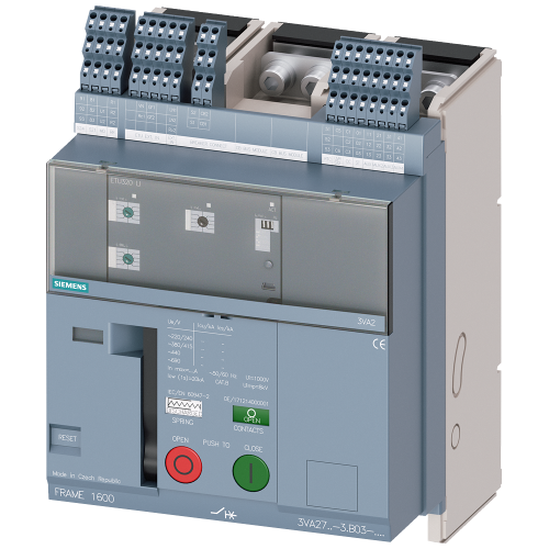 fixed-mounted molded case circuit breaker frame 1600; with RTC and 4AUX trip alarm switch S24; Icu "M" Icu=55kA @ 415V, 3-pole ETU320, LI, In=1600A rotary coding switch Ir=640...1600A Ii=1.5...15 x In