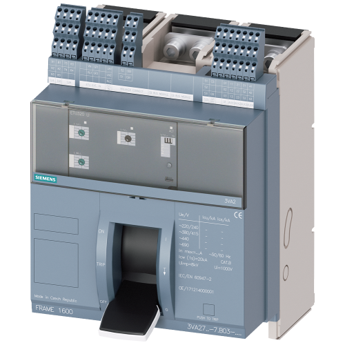 fixed-mounted molded case circuit breaker w. handle frame 1600; 4AUX and trip alarm switch S24; Icu H Icu=85kA @ 415V, 3-pole ETU320, LI, In=1250...