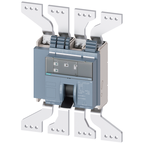 fixed-mounted molded case circuit breaker w. handle frame 1600; 4AUX and trip alarm switch S24; Icu M Icu=55kA @ 415V, 4-pole, left ETU320, LI, I...