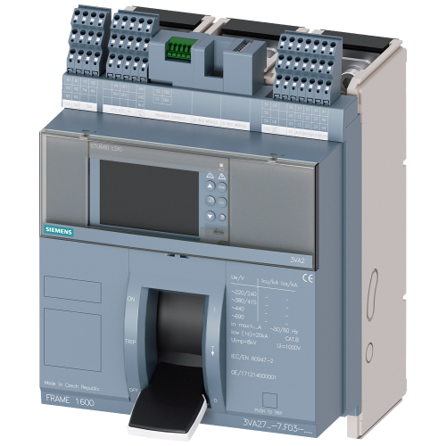 fixed-mounted molded case circuit breaker w. handle frame 1600; 4AUX and trip alarm switch S24; Icu M Icu=55kA @ 415V, 3-pole ETU660, LSIG, In=12...