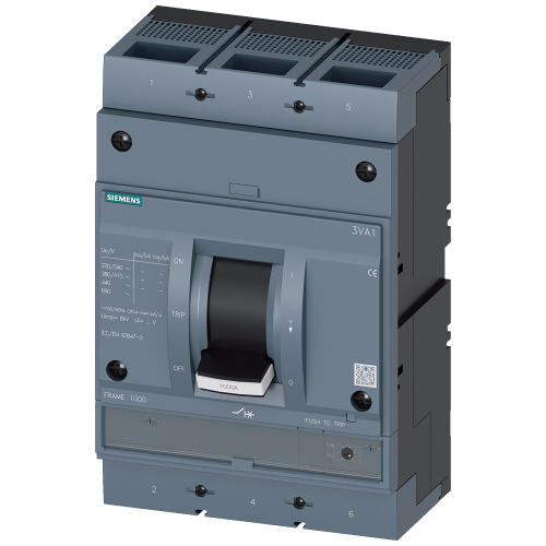 Circuit breaker 3VA1 IEC frame 1000 breaking capacity class C Icu=110 kA @ 415 V