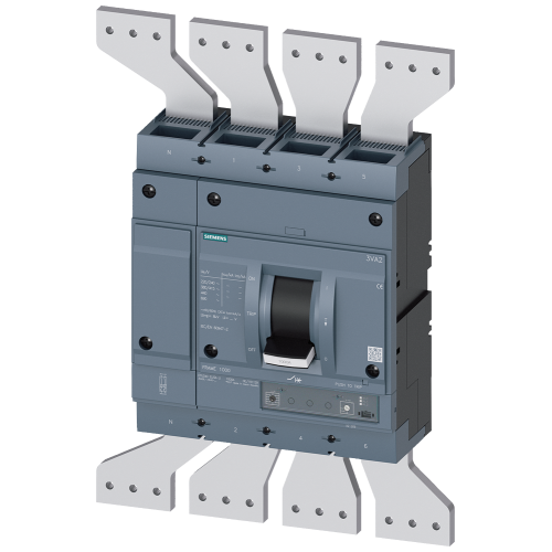 circuit breaker 3VA2 IEC Frame 1250 breaking capacity class H Icu=85 kA @ 415 V 4-pole, line protection ETU340,  ELISA LI, In=1250 A overload prote...