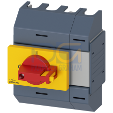 Switch disconnector 32A, size 01, 4-pole Front operating mechanism center Complete unit with direct operating mechanism red/yellow Box terminal