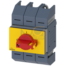 Switch disconnector 63A, size 02, 3-pole Front operating mechanism center Complete unit with direct operating mechanism red/yellow Box terminal