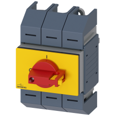 Switch disconnector 63A, size 02, 3-pole Front operating mechanism center Complete unit with direct operating mechanism red/yellow Box terminal