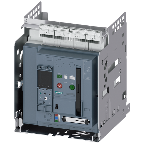 Withdrawable circuit breaker with guide frame, IEC 60947-2, frame size 1, 4-poles, N-pole left, In=630A, breaking capacity E, up to 1000V AC 50/60H...