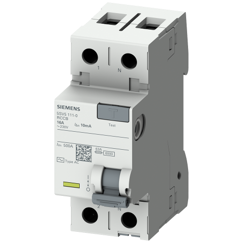 RCCB, 2-pole, type AC, In: 63 A, 100 mA, Un AC: 230 V