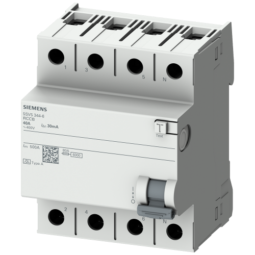 RCCB, 4-pole, type A, In: 25 A, 30 mA, Un AC: 400 V residential buildings