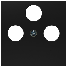 DELTA i-system soft black Cover plate TV/RF/SAT, 3 holes
