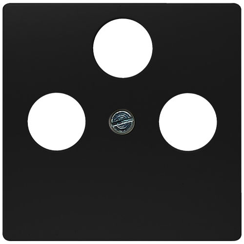 DELTA i-system soft black Cover plate TV/RF/SAT, 3 holes