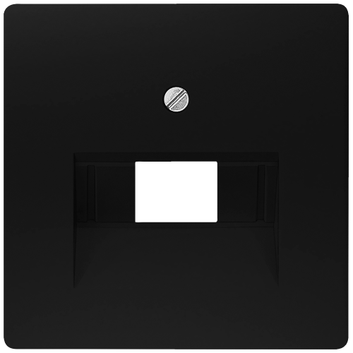 DELTA i-system soft black Cover plate UAE connection socket suitable for Rutenbeck Cat. 3+5/ BTR Cat. 6, 55x 55 mm