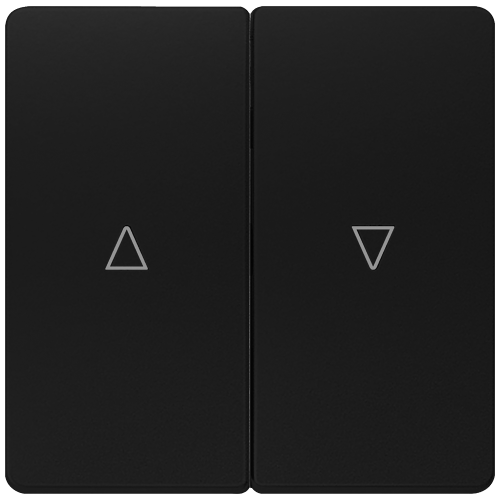 DELTA i-system soft black Rocker switch with shutter symbols for shutter pushbutton, 55x 55 mm