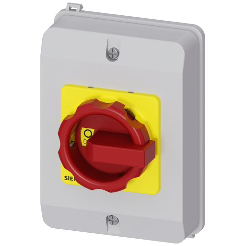 Set of red/yellow rotary operating mechanism, enclosure cover, square coupling and 2 screws