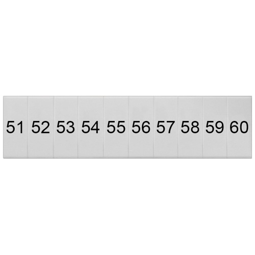 Labeling plate, front, with 51-60, vertical, Terminal width: 4.2 mm, H: 10.5 mm, white