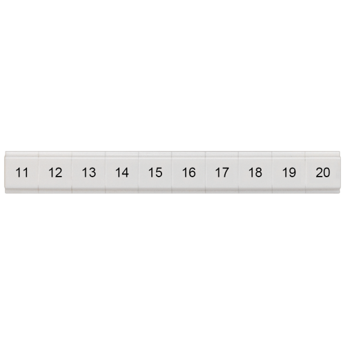 Labeling plate, flat, with 11-20, vertical, Terminal width: 5.2 mm, H: 6.4 mm, white